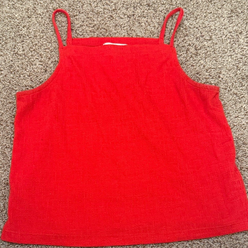 Madewell Texture & Thread Apron Red Tank Top